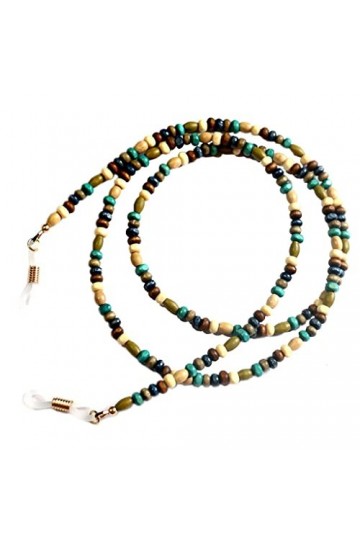 Chaîne de lunettes en bois de style bohémien | Magnifique sangle de lunettes durable, multicolore, taille unique