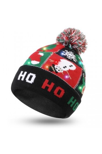 Hifot LED Light Up Bonnet Chapeau Beanie Hat Knit Cap Bonnet de Noël lumineux et coloré de Noël Bonnet en bonnet tricoté HOH