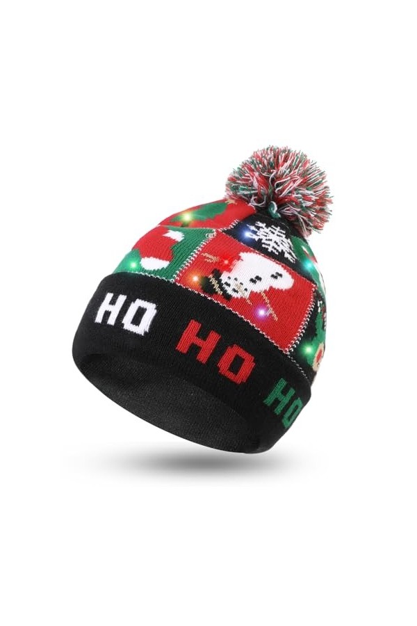 Hifot LED Light Up Bonnet Chapeau Beanie Hat Knit Cap Bonnet de Noël lumineux et coloré de Noël Bonnet en bonnet tricoté HOH
