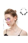 COMVIP Jolie Chaîne de Lunettes Strass Multicolore Mode Cordon Lunettes de Vue Argenté