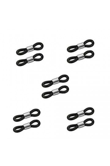 Oyfel 10 X Noir Bague de Silicone de Lunettes. Accessoires Chaîne à Lunettes, Cordon Extremite pour Lunettes Suppport de Chai