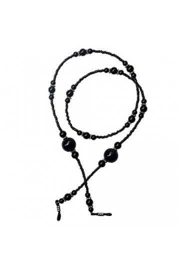 MagiDeal Chaîne à Lunettes en Perles Artificiel Support de Lunettes pour Sport Lecture Unisexe, Noir, comme décrit