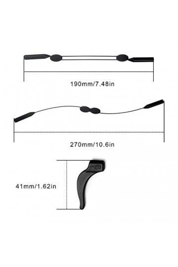 CHSEROK Sangle de Lunettes Réglable, 3 Pièces Noire Retenue de Lunettes Réglables Cordon, Cordons à Lunettes avec Crochets d