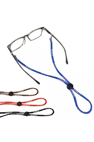 Aabellay Lot de 4 chaînes de lunettes en polyester tressé avec boucle de réglage - 0089