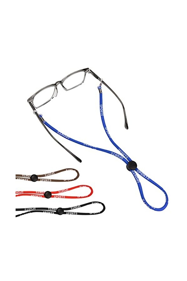 Aabellay Lot de 4 chaînes de lunettes en polyester tressé avec boucle de réglage - 0089