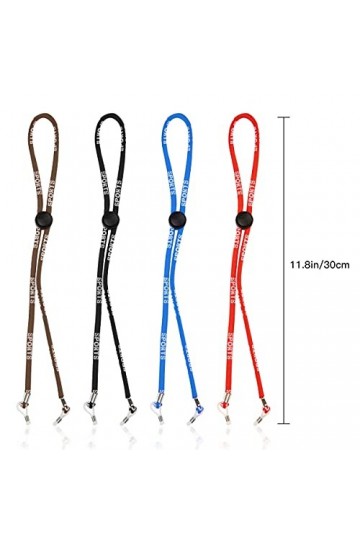 Aabellay Lot de 4 chaînes de lunettes en polyester tressé avec boucle de réglage - 0089