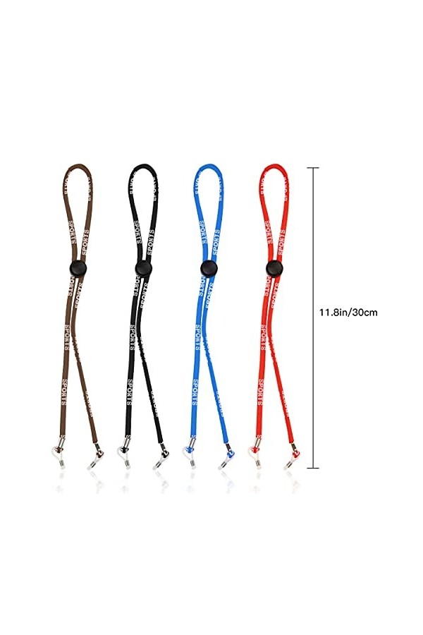 Aabellay Lot de 4 chaînes de lunettes en polyester tressé avec boucle de réglage - 0089