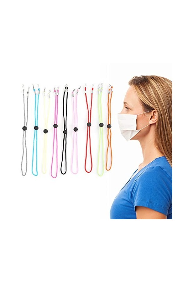 Ensemble de Cordon de Lunettes de 9 Pièces, Support de Lanière de Masque Anti-Perte Robuste, Cordon de Lunettes Réglable Chaî