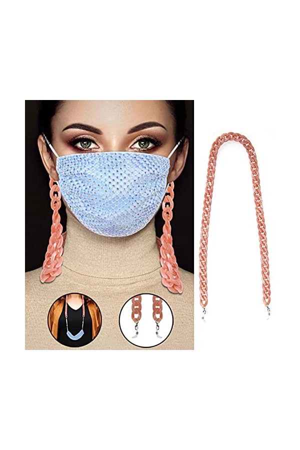 Brrnoo Chaîne à Lunettes Acrylique, chaîne de Lunettes pour Lunettes de Soleil et de Lecture chaîne pour Masque Longe de Masq