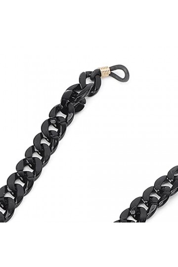 BROLEO Chaîne de Lunettes, Sangle de Lunettes, Sangle de Lunettes en Acrylique Autour du Cou, Noire pour lextérieur