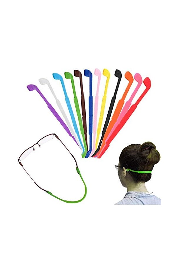 COMVIP Sangle de Lunettes Sport Antidérapant en Silicone Attache-Lunettes 5Pcs Aléatoire