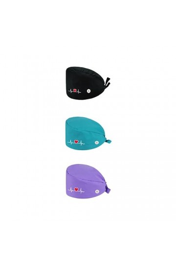 3 Pièces Chapeaux de Travail, Réglable Imprimé Coton Bonnet Casquette Turban, Unisexe Chapeau de beauté avec Bandeau Absorban