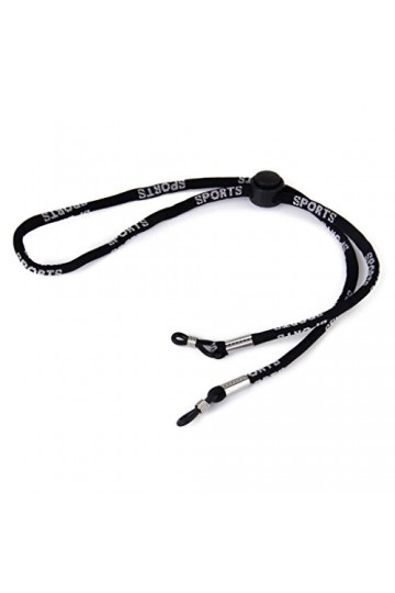 Sangle réglable en nylon pour lunettes de soleil et lunettes de lecture 56 cm Noir avec lettres blanches, Noir avec lettres b