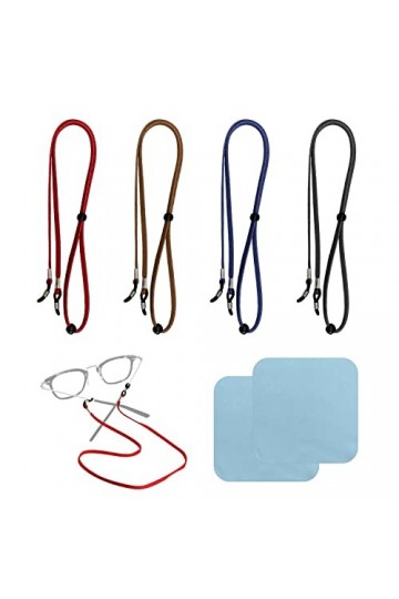 4 Pièce cordon de lunettes, avec 2 chiffons de nettoyage, accessoires de Vieux miroir floral, porte - lunettes, ajustable cor