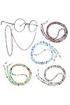 WLLHYF Lot de 4 chaînes de lunettes à perles - Cordon de lunettes de soleil - Accessoire tendance - Chaîne de lunettes en acr