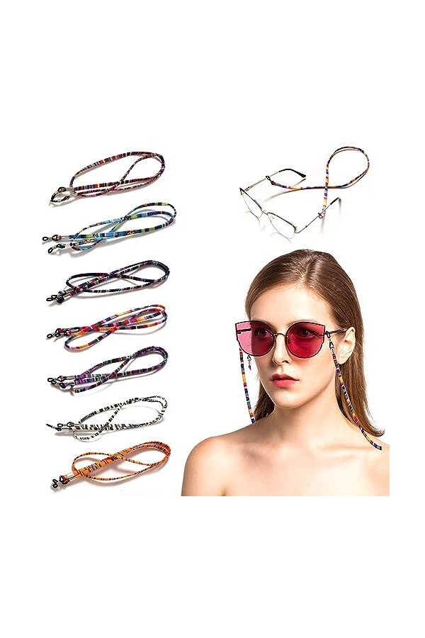 Jadeseal 7 Pièces Chaîne De Lunettes, Chaine Lunettes Multicolore Corde de Lunettes, Cordon Chaine Lunettes de Soleil Antidér