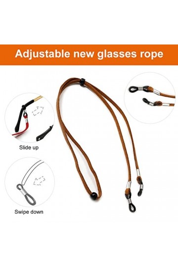 GHEART Sangle de Lunettes, Corde à Lunettes, Cordon de Lunettes en Cuir, Cordon à Lunettes Réglable, Cordon à Lunettes en Cui