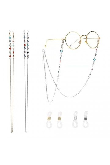 Lunette Chaine Perlé,2 PCS Cordon Lunettes Porte-Lunettes Lunettes de Soleil Cordon pour Femmes Filles Lecture Décoration