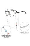 Chaîne de lunettes pour femme, strass/perles pour lunettes de soleil et lunettes de lecture pour femme, doré, Medium