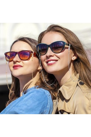 TIESOME Lot de 4 chaînes à lunettes en métal pour homme et femme, argenté, 66cm/26in