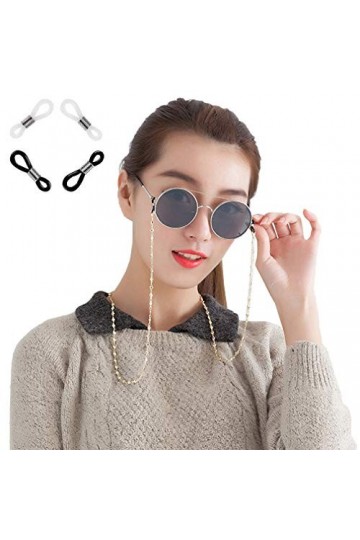 COMVIP Jolie Chaîne de Lunettes Cœur pour Femme Cordon à Lunettes Fantaisie Or