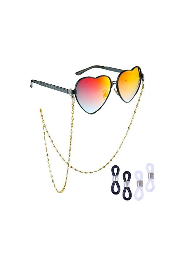 COMVIP Jolie Chaîne de Lunettes Cœur pour Femme Cordon à Lunettes Fantaisie Or