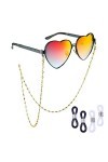 COMVIP Jolie Chaîne de Lunettes Cœur pour Femme Cordon à Lunettes Fantaisie Or