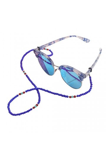 MJGkhiy Chaîne de lunettes de soleil avec cordon de serrage et perles pour lunettes de lecture - Pour femme - Bleu - Taille u