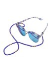 MJGkhiy Chaîne de lunettes de soleil avec cordon de serrage et perles pour lunettes de lecture - Pour femme - Bleu - Taille u