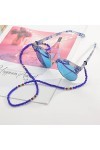 MJGkhiy Chaîne de lunettes de soleil avec cordon de serrage et perles pour lunettes de lecture - Pour femme - Bleu - Taille u