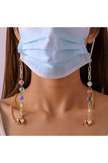 BYNYXI Chaînes de Lunettes, chaîne de Lunettes Perle en métal créative Perles de Verre émaillées colorées Bracelet de Lunette