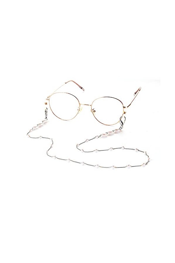 PINGHE Chaîne de lunettes de vue - En forme de cœur - Pour lunettes de soleil - Chaîne de lunettes de lecture - Or/argenté - 