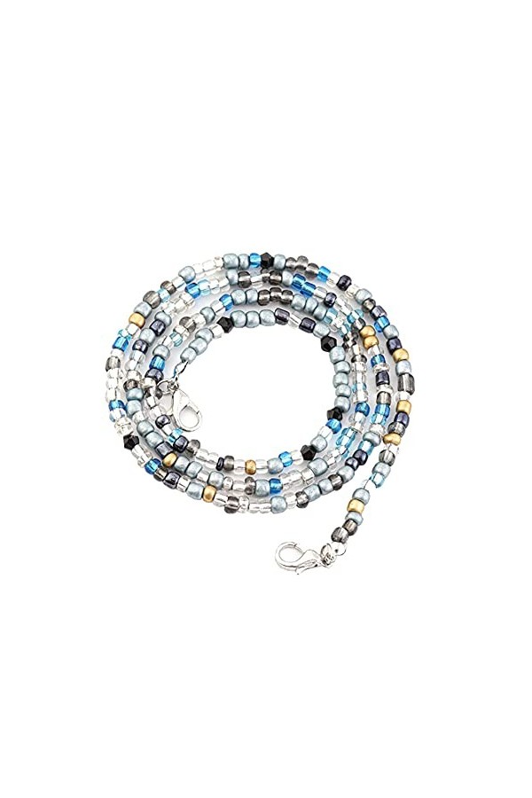 FSSTUD Cordon de masque à perles avec clip pour lunettes - Pour homme et femme - Gris