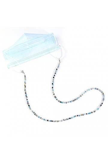 FSSTUD Cordon de masque à perles avec clip pour lunettes - Pour homme et femme - Gris