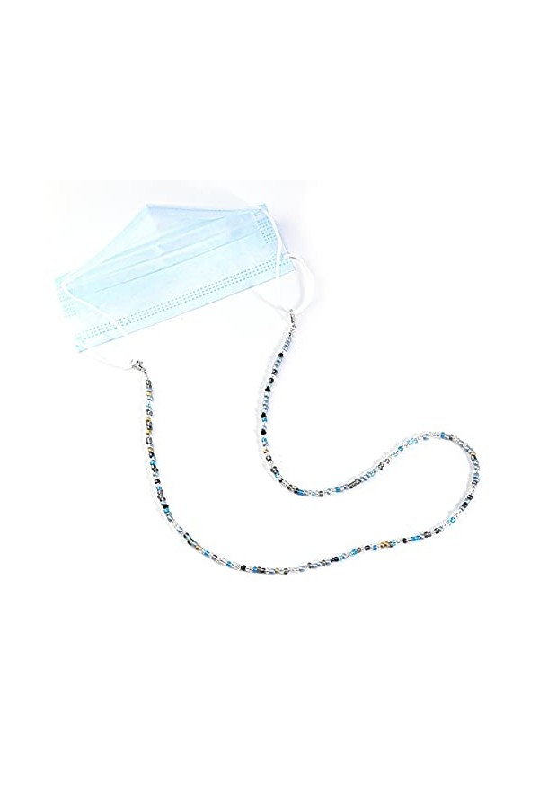FSSTUD Cordon de masque à perles avec clip pour lunettes - Pour homme et femme - Gris