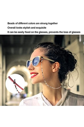 Lunettes de Vue en Perles Chaîne Lunettes de Soleil Colorées Antidérapantes Chaîne de Lecture Lunettes de Vue Élégantes et Si