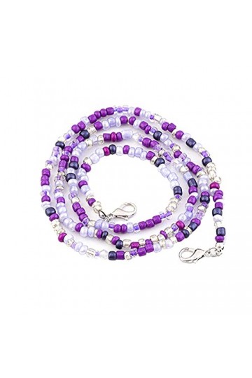 FSSTUD Cordon de masque à perles avec clip pour lunettes - Pour homme et femme - Violet