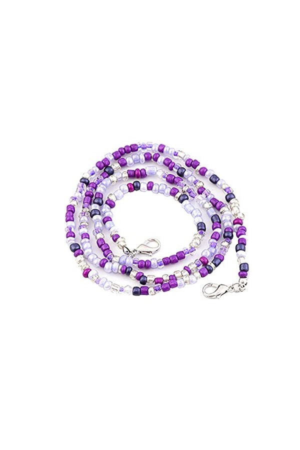 FSSTUD Cordon de masque à perles avec clip pour lunettes - Pour homme et femme - Violet