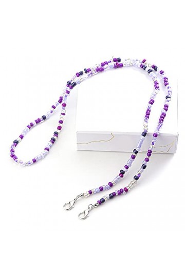 FSSTUD Cordon de masque à perles avec clip pour lunettes - Pour homme et femme - Violet