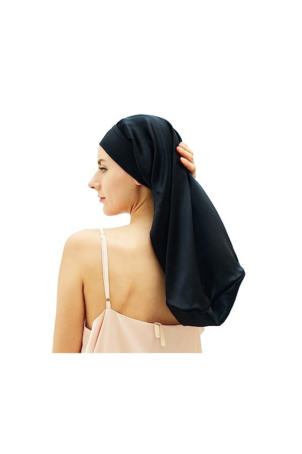 Desmend Bonnet en soie 19 mommes pour les cheveux longs qui atteignent la taille XL, Rouge, XL/XXL