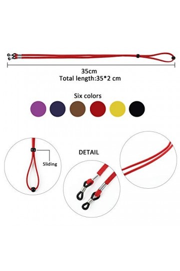 LIHAO 6pcs Cordons à Lunettes, Chaînes de Lunettes pour Homme et Femme Sangle Lunette Réglable Universel Multicolore