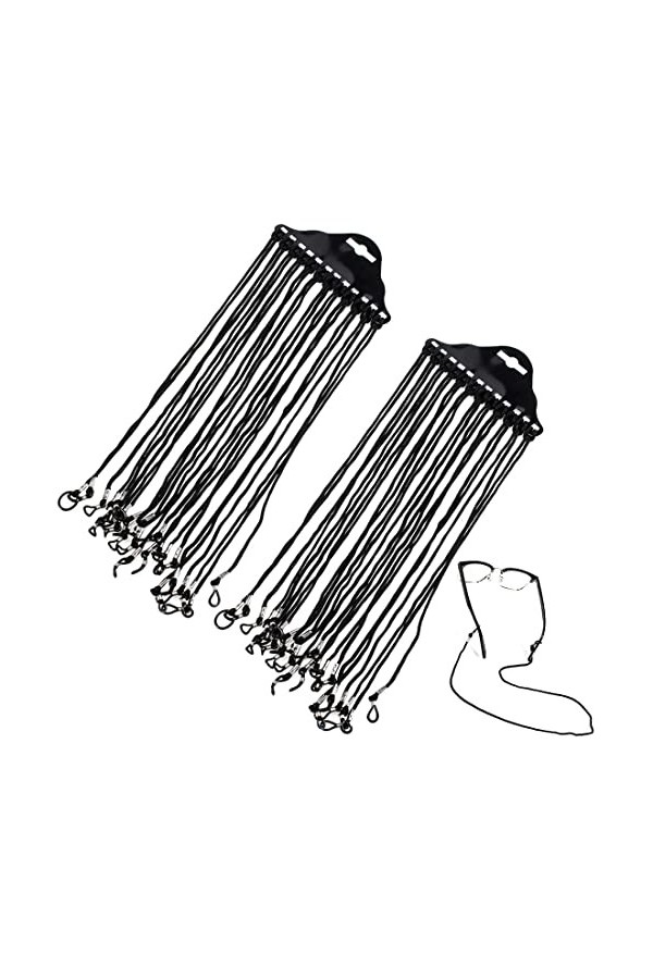 REQAG 24 Pcs Ficelle pour Lunettes Cordon Lunettes Noir Cordons Lunettes Reglables Femme Homme Sangle de Lunettes en Nylon Un
