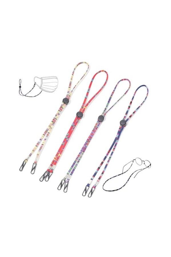 PLABBDPL 4 pièces Cordon Lunettes, Réglable Corde à Lunettes Chaîne de Lunettes Universel Lunettes Sangle,Chaîne Lunettes de 