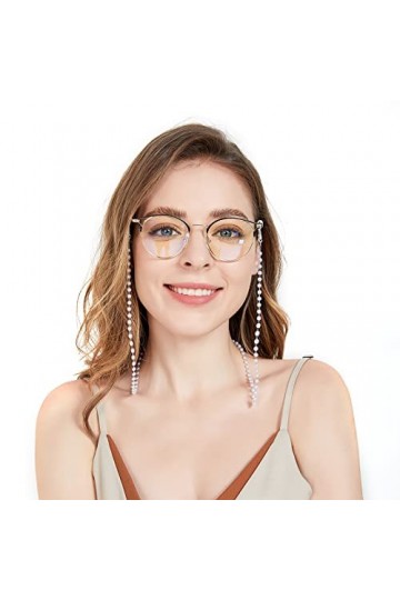 Eli-time Chaîne Lunettes Femmes, Cordon Lunettes Perles pour Femmes et Hommes pour Lunettes/Lunettes de soleil/Porte-masque
