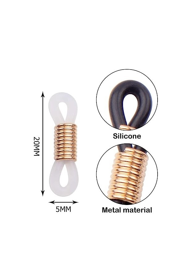 PLABBDPL 40Pcs Extrémités Chaînes de Lunettes Réglables, Embout Chaine Lunette Longues Réglables Connecteurs Dextrémités de 