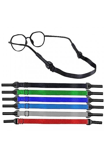 Lot de 6 cordons à lunettes réglables antidérapants pour lunettes de sport, lunettes de lecture, lunettes de protection 6 co