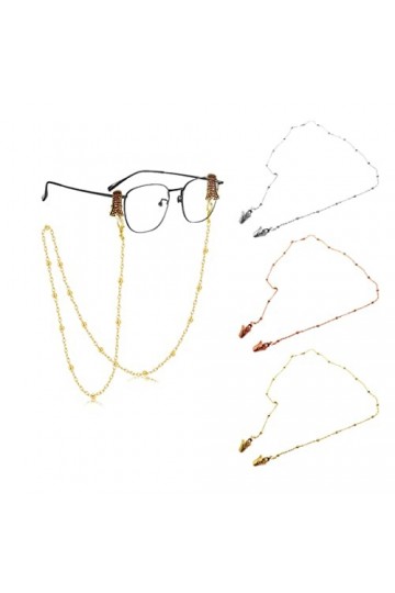 Chaîne de lunettes,3 Pcs Titulaire Chaîne Collier pour Masque Chaîne de lunettes Métal Porte-lunettes Avec clip de chaîne de