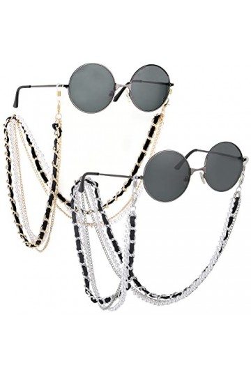 Dancepandas Chaîne Lunettes Femme 2 Pièces Chaîne de Lunettes de Perlée Support de Sangle de Lunettes Retenue de Lunettes pou