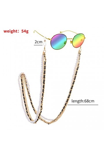 Dancepandas Chaîne Lunettes Femme 2 Pièces Chaîne de Lunettes de Perlée Support de Sangle de Lunettes Retenue de Lunettes pou