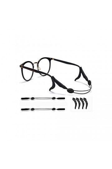 Tiardey Lot de 2 sangles de support de lunettes de soleil de sport avec 4 crochets doreilles antidérapants, cordon réglable 